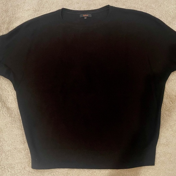 QUINCE NWOT Cotton Cashmere Link Stitch Dolman Sweater Black Size Small Gorgeous - Picture 6 of 12